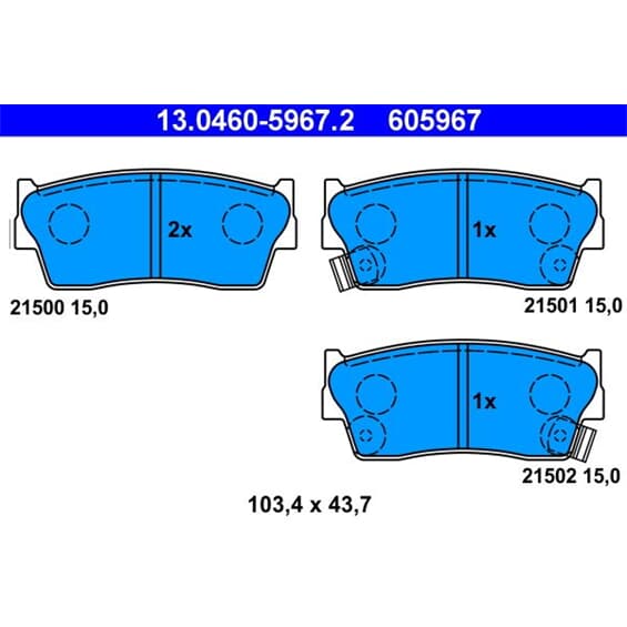 ATE BREMSBELÄGE SATZ BREMSKLÖTZE BELÄGE VORDERACHSE passend für | 13.0460-5967.2